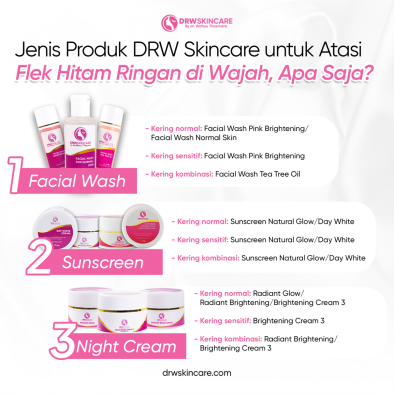 Jenis Produk DRW Skincare untuk Atasi Flek Hitam Ringan di Wajah, Apa Saja?